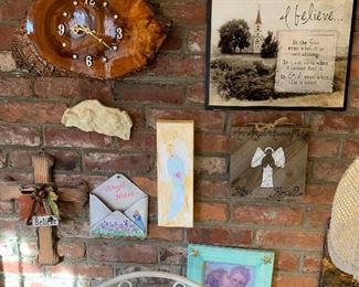 faith art, wooden clock