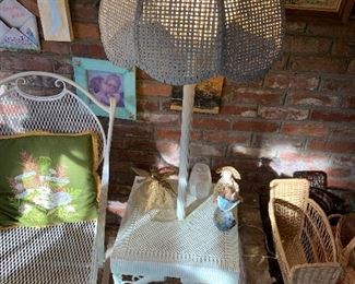 wicker lamp table