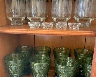 avocado green glass, mid century glasses 