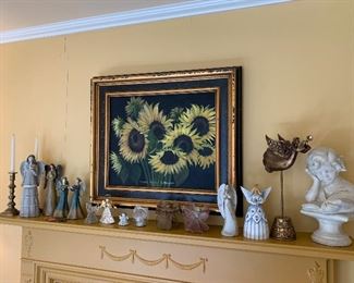 Sarah Tallu Schulyer sunflowers; angels; brass candle sticks