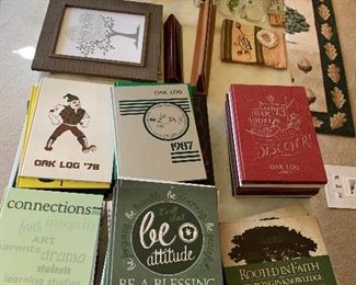 40 years of Oak Hill School yearbooks; history books by Holloway