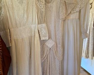 3 vintage lace, beaded chiffon dresses 