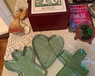 glass angel, heart, cross