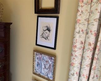 faith art; needle point; walnut frame