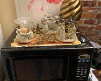 Emerson microwave; angels; brass lamp