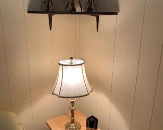 pair of brass lamps