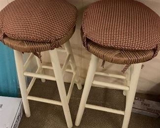 Pair of barstools, and not pictured, a brown wood bar chair