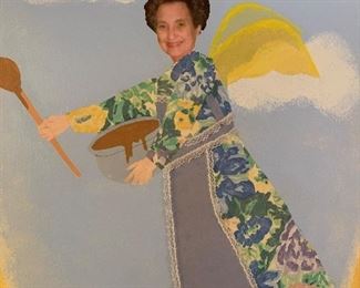 Come, take a selfie with this painting of miss Roxie on the kitchen wall!