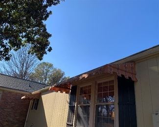 8 striped orange awnings. You will be responsible for removal. 