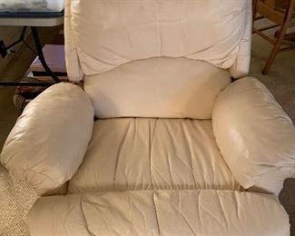 off white leather recliner