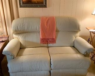 off white love seat with two recliners
