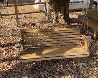 wood porch swing