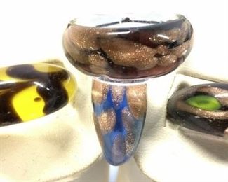 Lot 4 Art Glass and Fashion Rings
