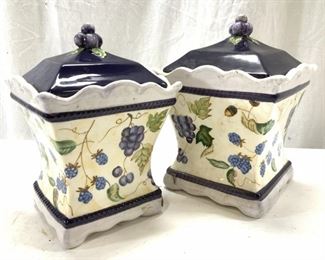 Capriware Hand Painted Ceramic Canisters, 2
