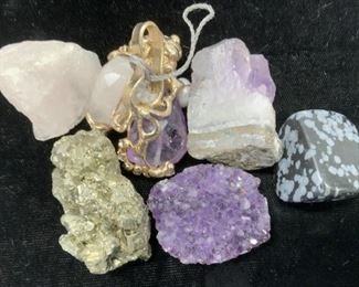 Lot 6 Amethyst, Rose Quartz, Pyrite Rocks
