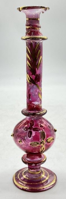 Hand Blown Pink & Gold Detail Single Floral Vessel
