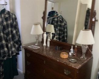 Marble top dresser & mirror