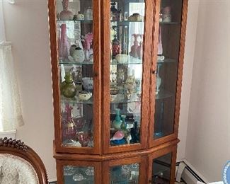 Large wooden curio cabinet