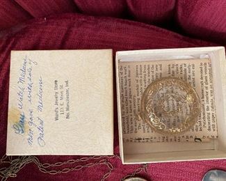 Glass watch—note says medicine man gave with patent medicine