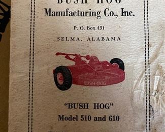 Bush hog owners manual model 510 and 610