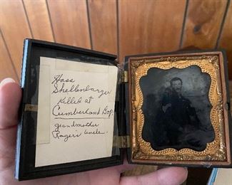 civil war soldier tin type—note indicates he was killed at Cumberland Gap—Hoss Shellenbarger