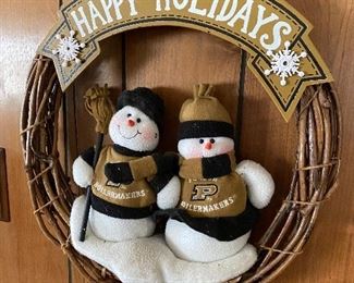 Purdue snowmen wreath