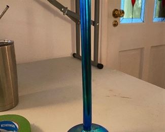 Steuben Glass Aurene blue iridescant vase