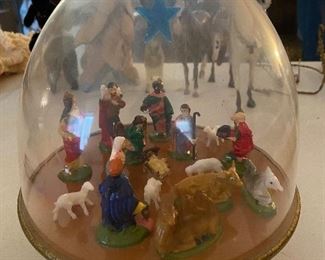 vintage nativity set musical turntable