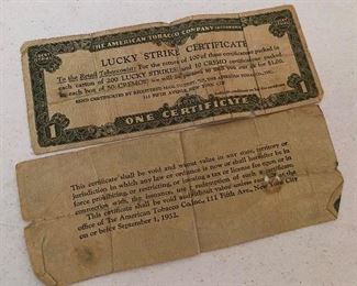 Lucky Strike certificates