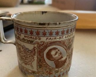 St Louis World's Fair souvenir granite coffee cup