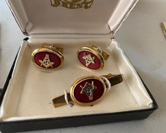 Mason's tie clasp and cuff links