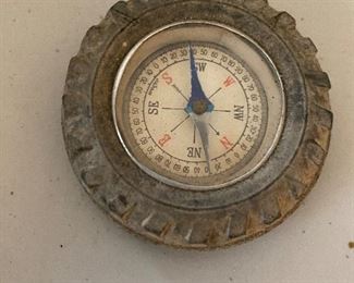 Vintage compass with tire