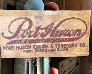 Post Huron Engine & Thresher wood sign