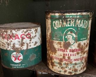 Texaco and Quaker Maid cans