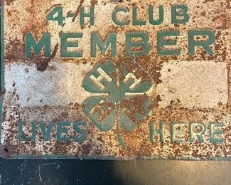 Old 4-H Club Member sign