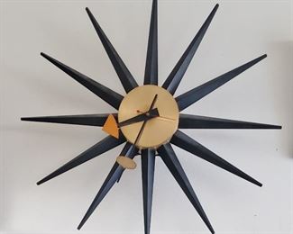 George Nelson Sunburst Clock, Original Hard-Wired, NOT a quartz movement!
