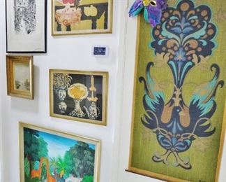 More Orig. Art, including 1970's "Mod"  Silkscreen on  by Margareta Rodstrom was PULLED