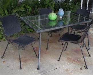 Cool Mid-Century Eames-Style Side Chairs & Iron Table
