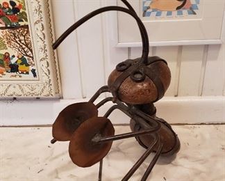 "Ant w/ Cymbals" Large Metal Garden Sculpture