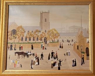 "Town Square" Orig.  Oil by Humphries, 1982