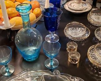 Mid-Century Powder Blue Wine Trio
