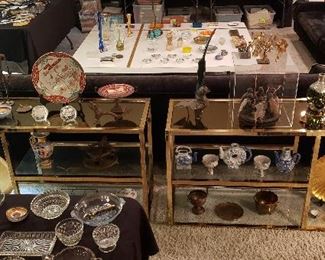 Pair of Low Brass Etageres