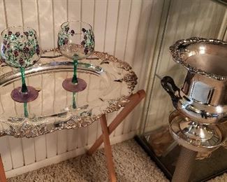 Silverplate Tray &  Champagne Bucket