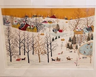 "Snowride" Orig. Litho by Kay Ameche, listed