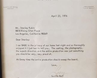 Personal Note from Lucille Ball