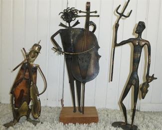 Mid-Century Metal Sculptures including Bronze Poseidon 