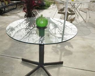 Super Cool Mid-Century Iron Glass-Top Pedestal Table