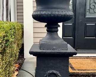 (2) Cast Iron Urns on Plinths