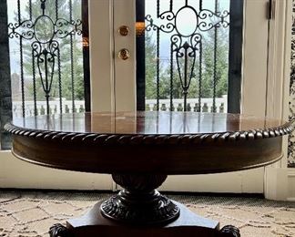Antique Coffee Table with Carved Edge & Paw Feet 