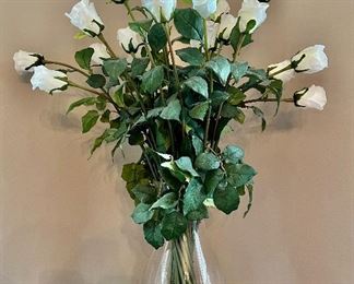 Faux Long Stem Roses in Vase